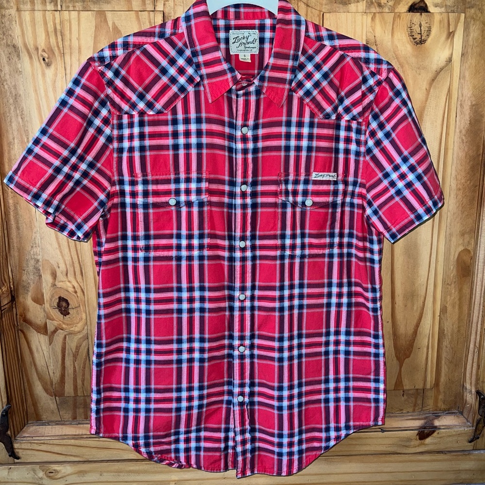 Lucky Brand plaid short sleeve shirt. SZ. S